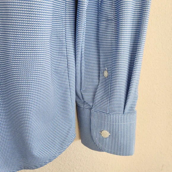 Eton Mens Stretch Blue Slim Fit Long Sleeve Button Up Shirt Size 14.5 NWT
